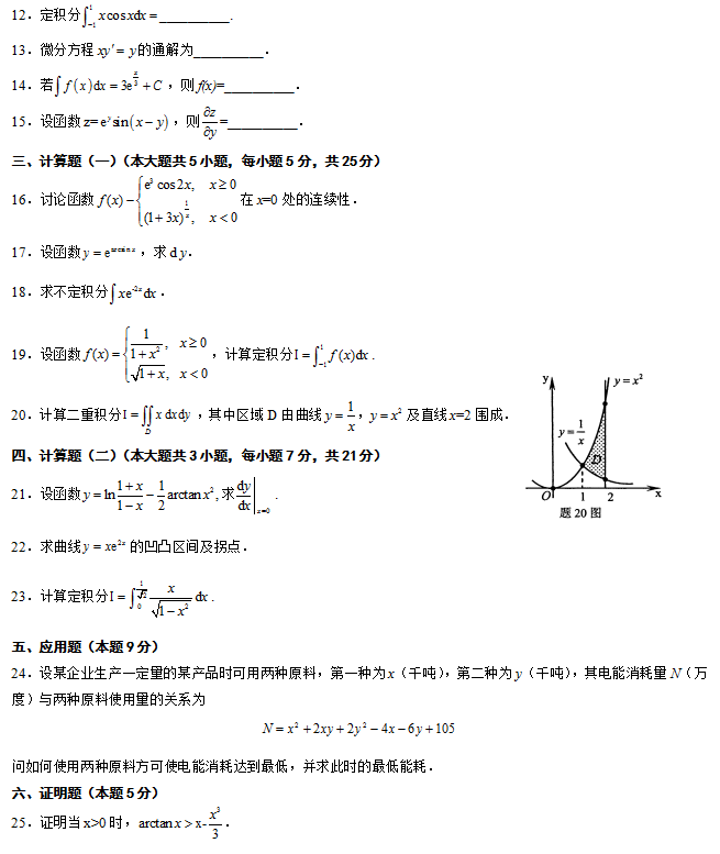 全国2013年1月自考高等数学（一）真题(图2)